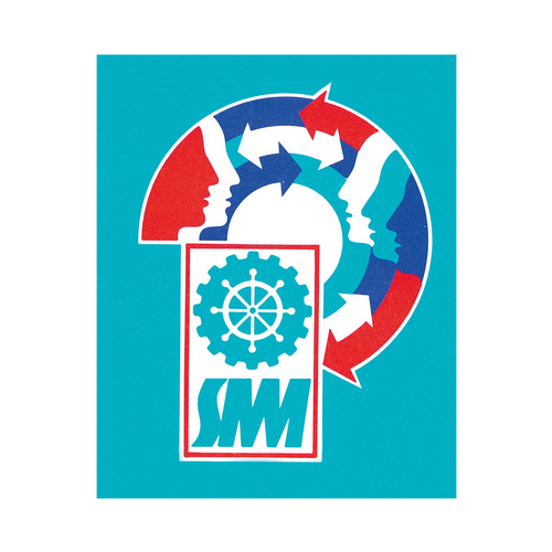 Das SMM-Logo von 1978 zeigt einen blauen Anker in einem Kreis. Der Kreis sieht aus wie ein Schiffsruder.