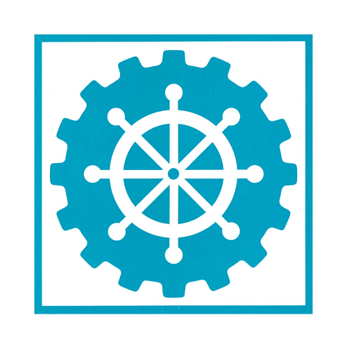 Das Bild zeigt das SMM-Logo: ein blaues Zahnrad mit einem weißen Steuerrad in der Mitte.