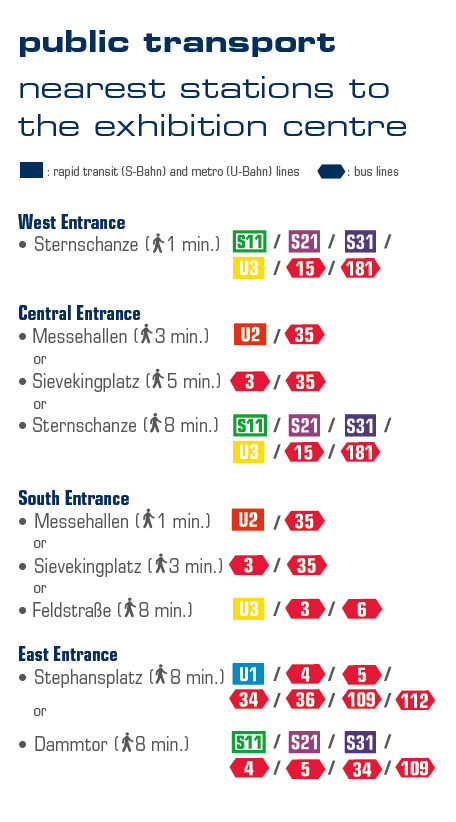 Nächste Stationen rund um das Messegelände