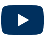 Youtube Icon. Blue, rounced rectangle with a triangle in the middle.